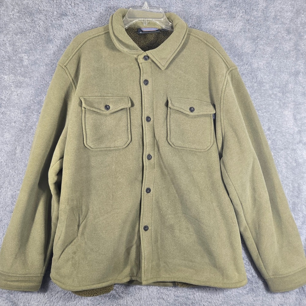 Free Country Women XXL Olive Green Fleece Faux Fur Lined Shirt Jacket Shacket